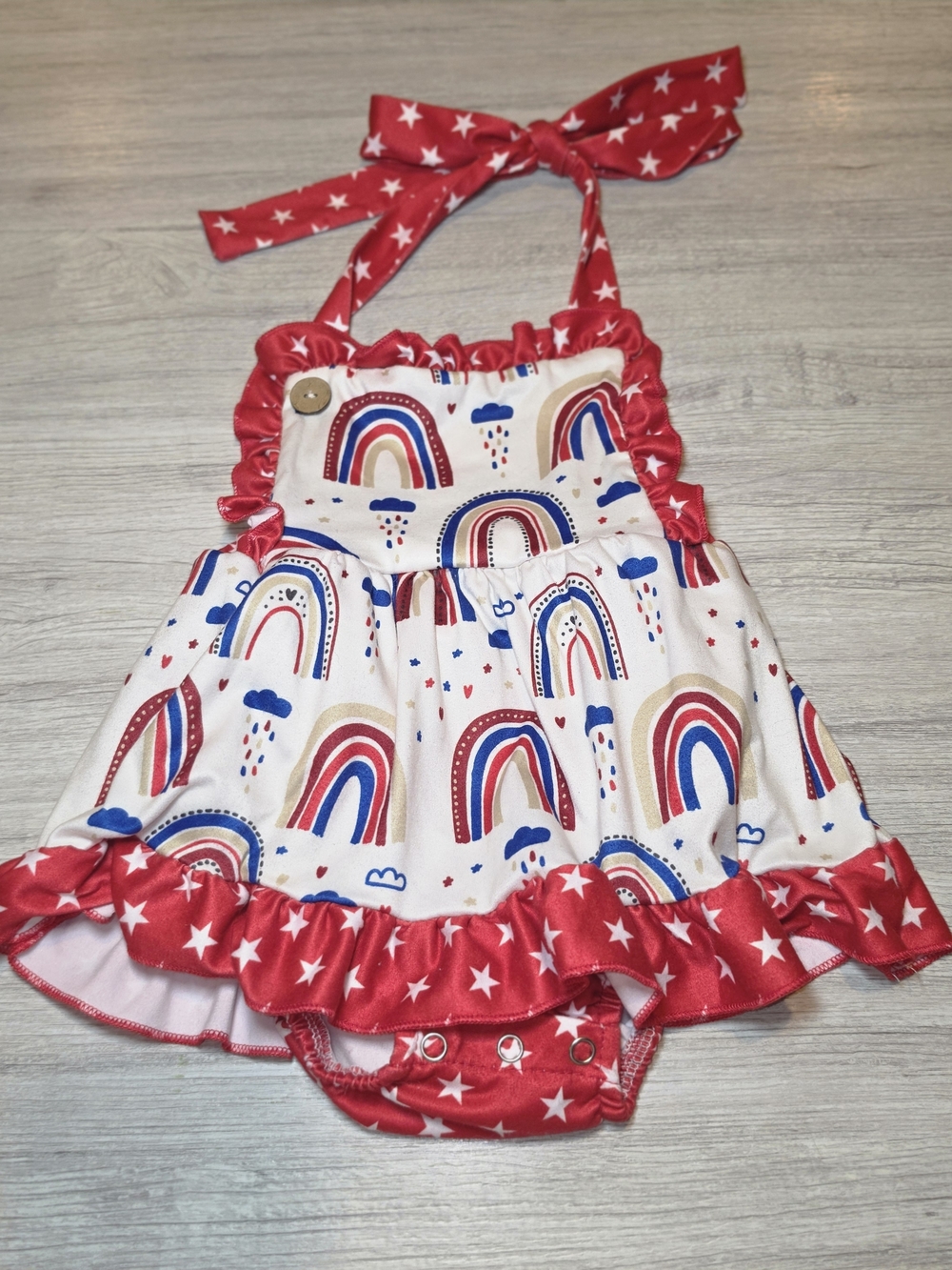 4th Of July Baby Girl Romper Red, White And Blue Size 12 Months B1
